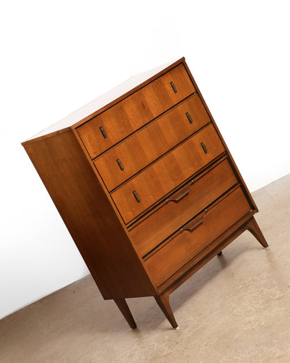MCM Dark Walnut Tallboy Dresser by Viscol
