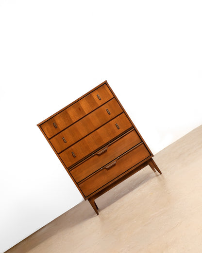 MCM Dark Walnut Tallboy Dresser by Viscol