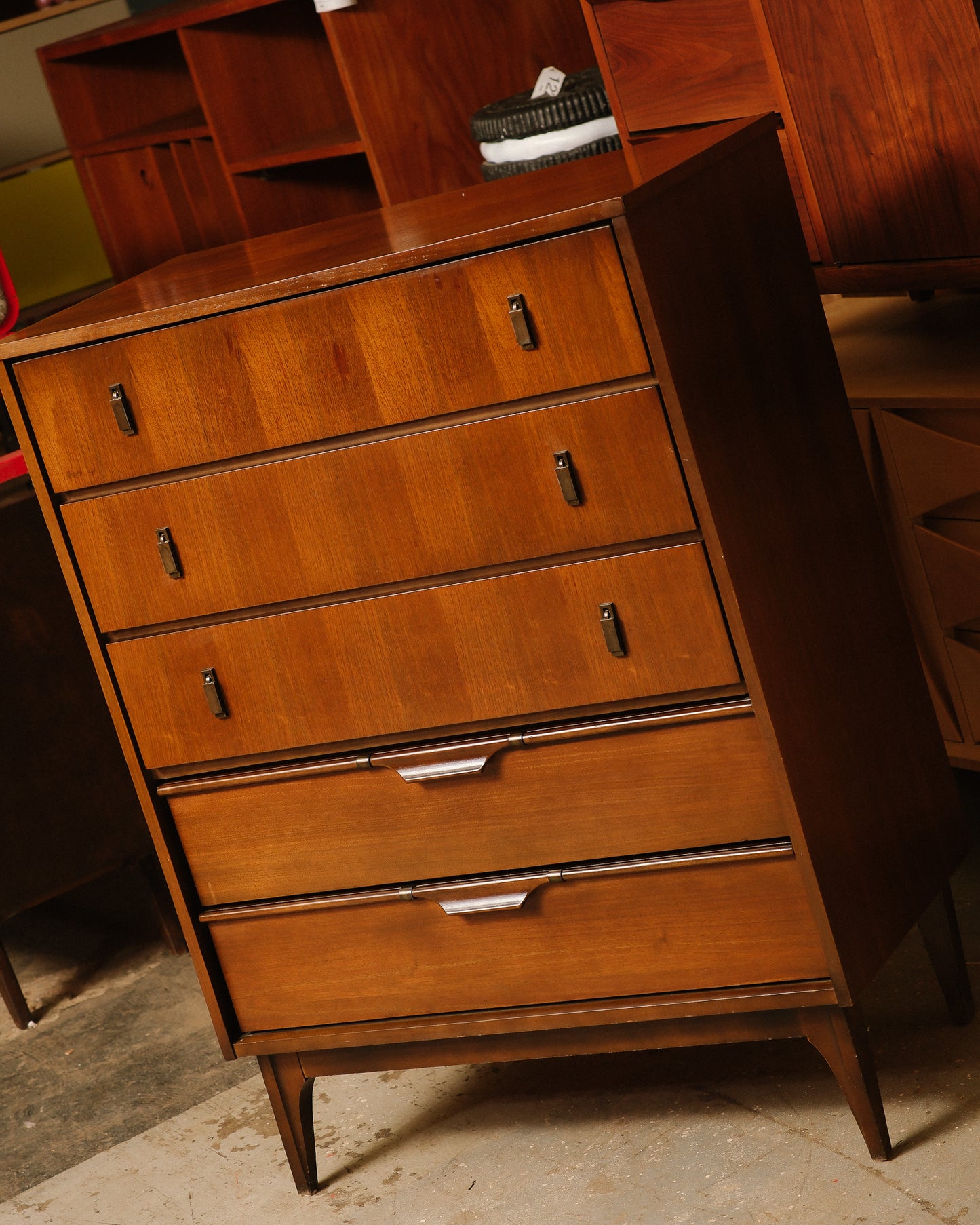 MCM Dark Walnut Tallboy Dresser by Viscol