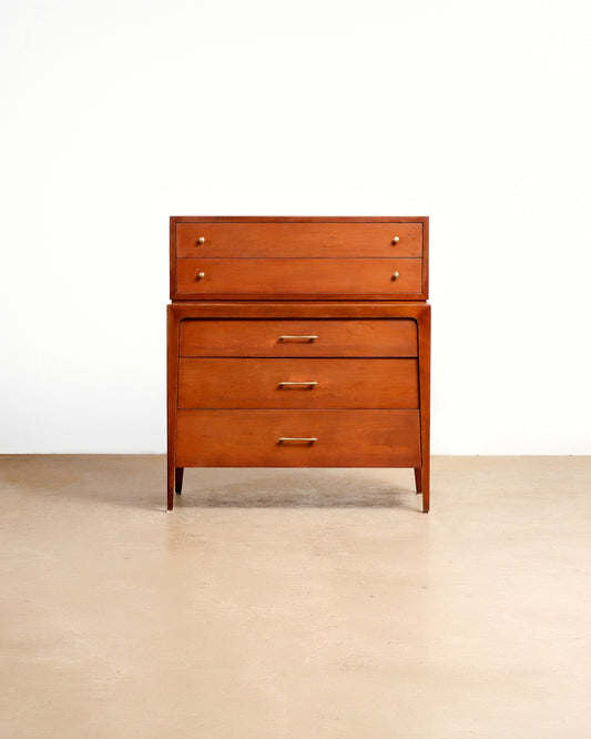 MCM Dark Walnut Tallboy Dresser by Pepplers