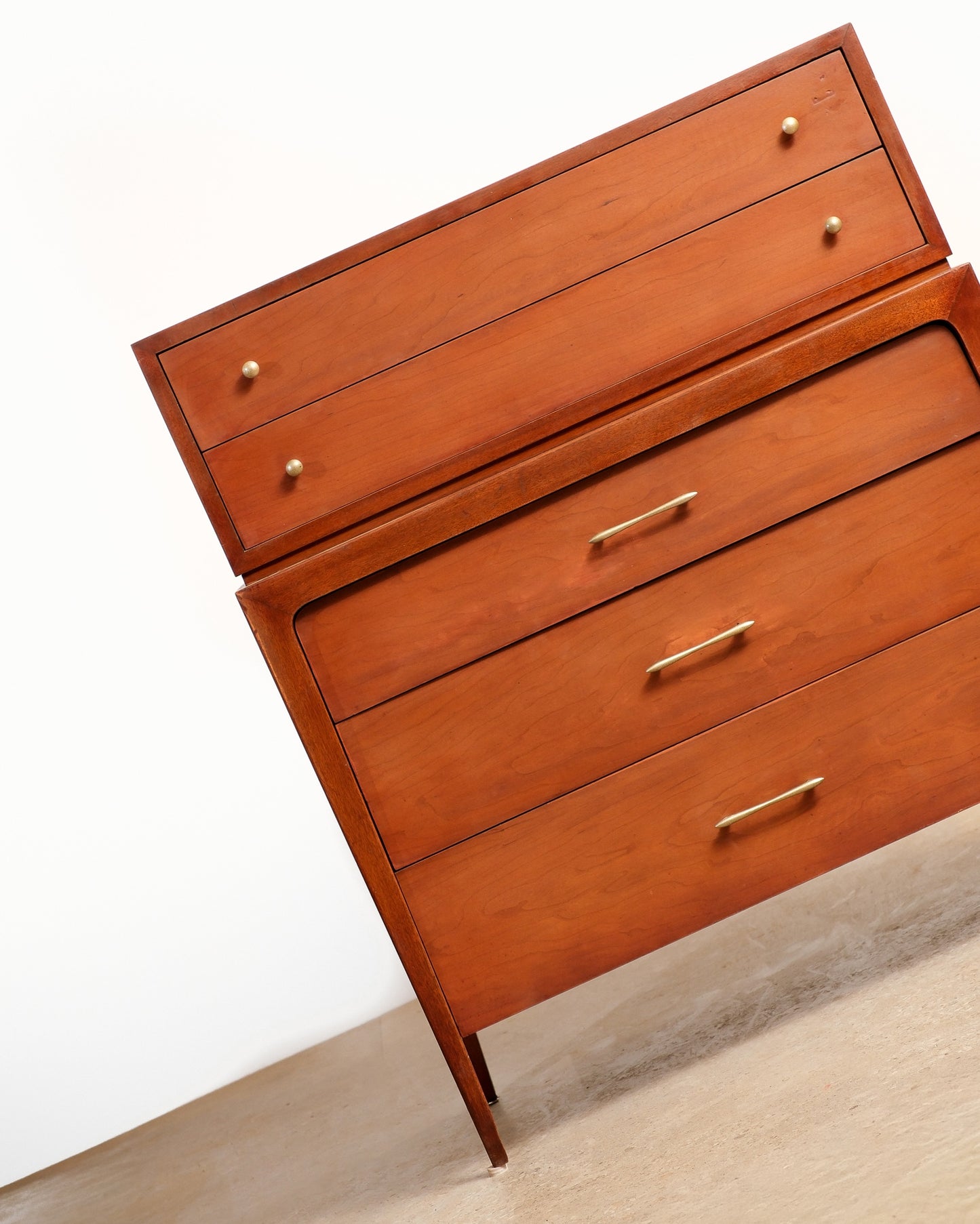 MCM Dark Walnut Tallboy Dresser by Pepplers