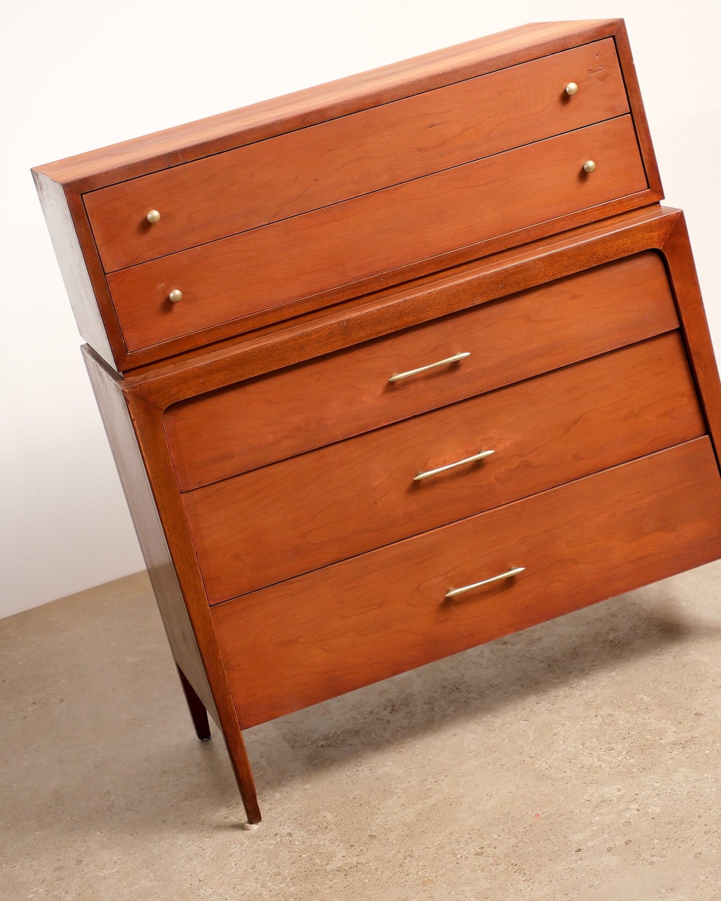 MCM Dark Walnut Tallboy Dresser by Pepplers