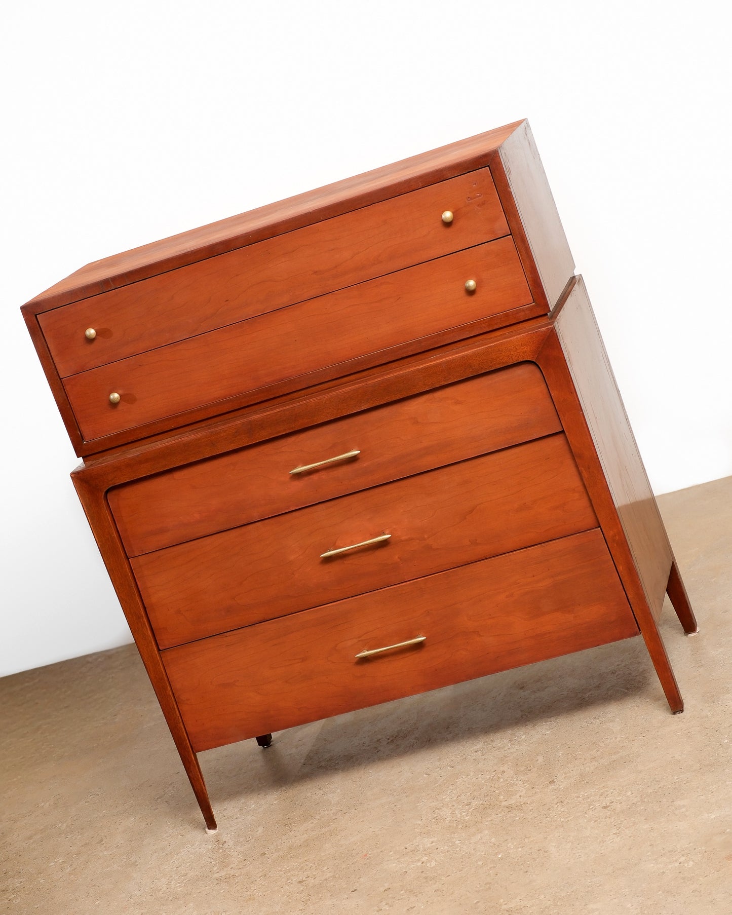 MCM Dark Walnut Tallboy Dresser by Pepplers