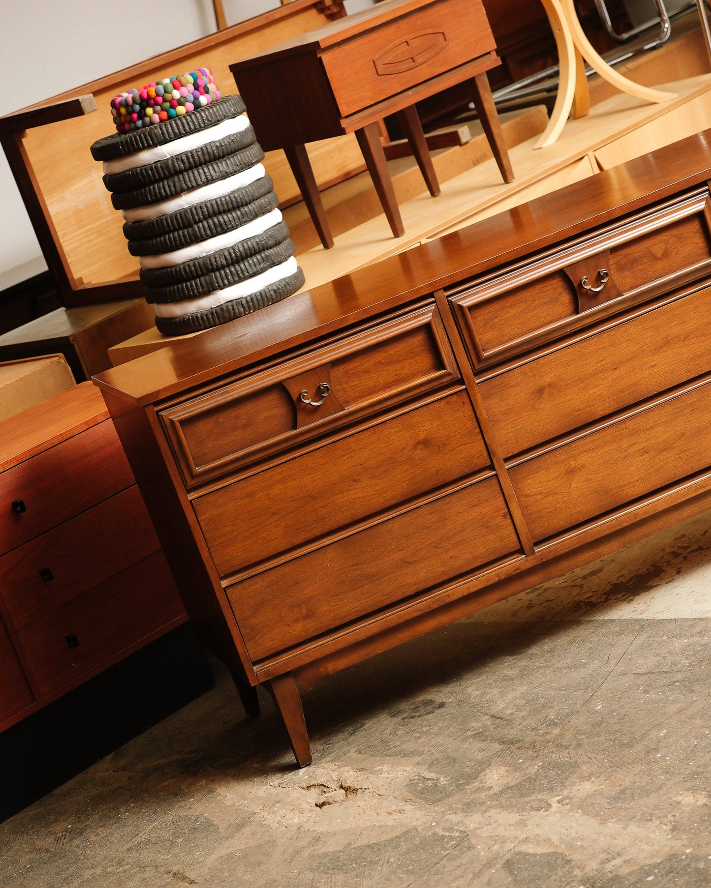 MCM Dark Walnut Dresser By Vic Art