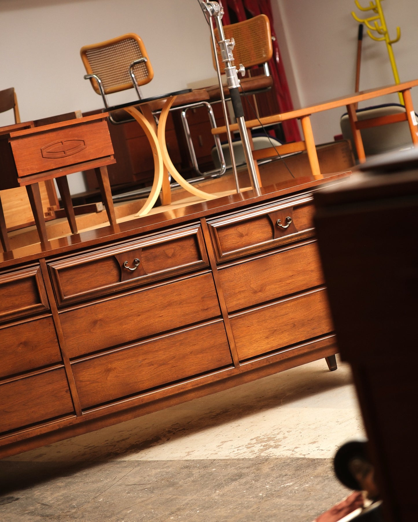 MCM Dark Walnut Dresser By Vic Art