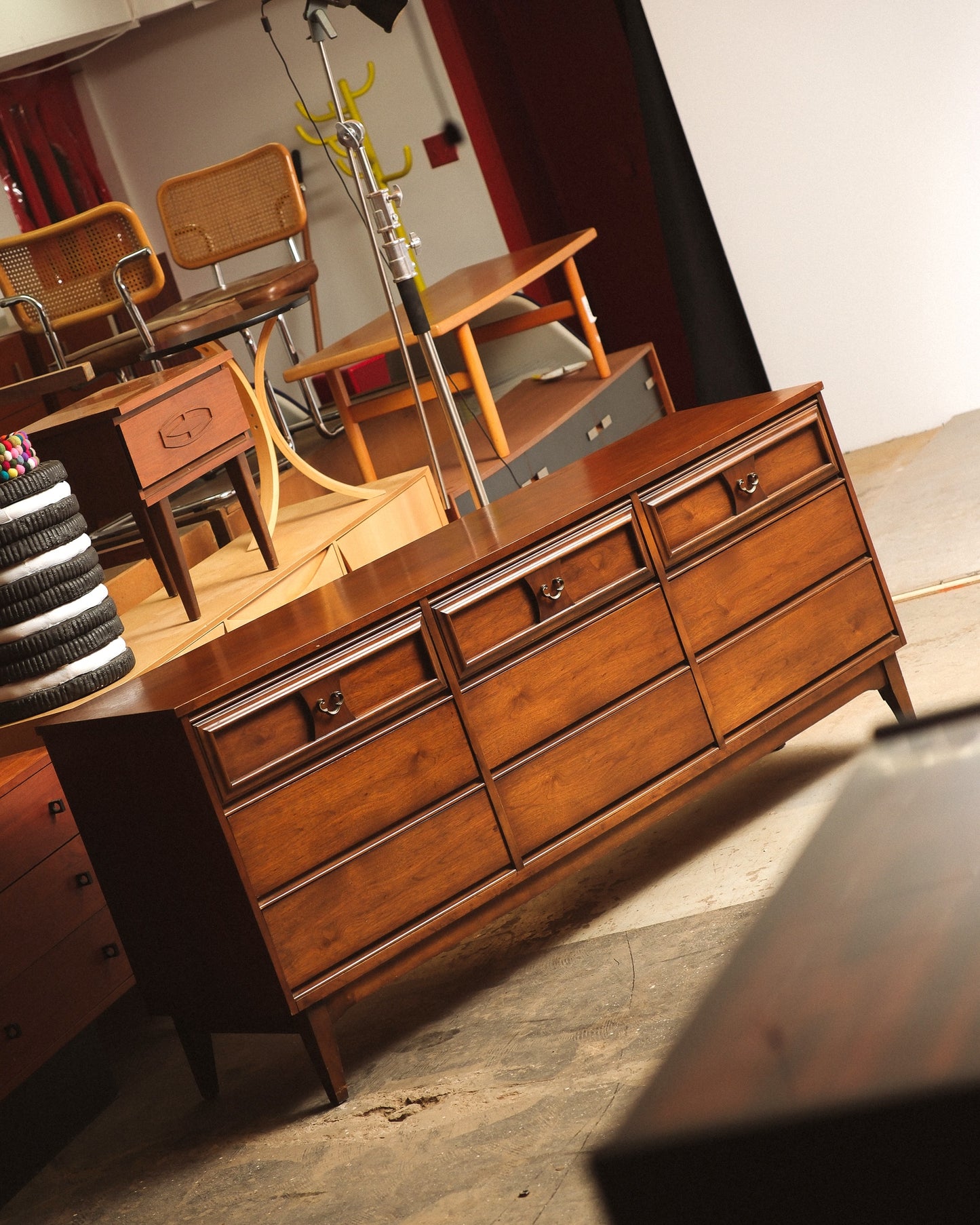 MCM Dark Walnut Dresser By Vic Art