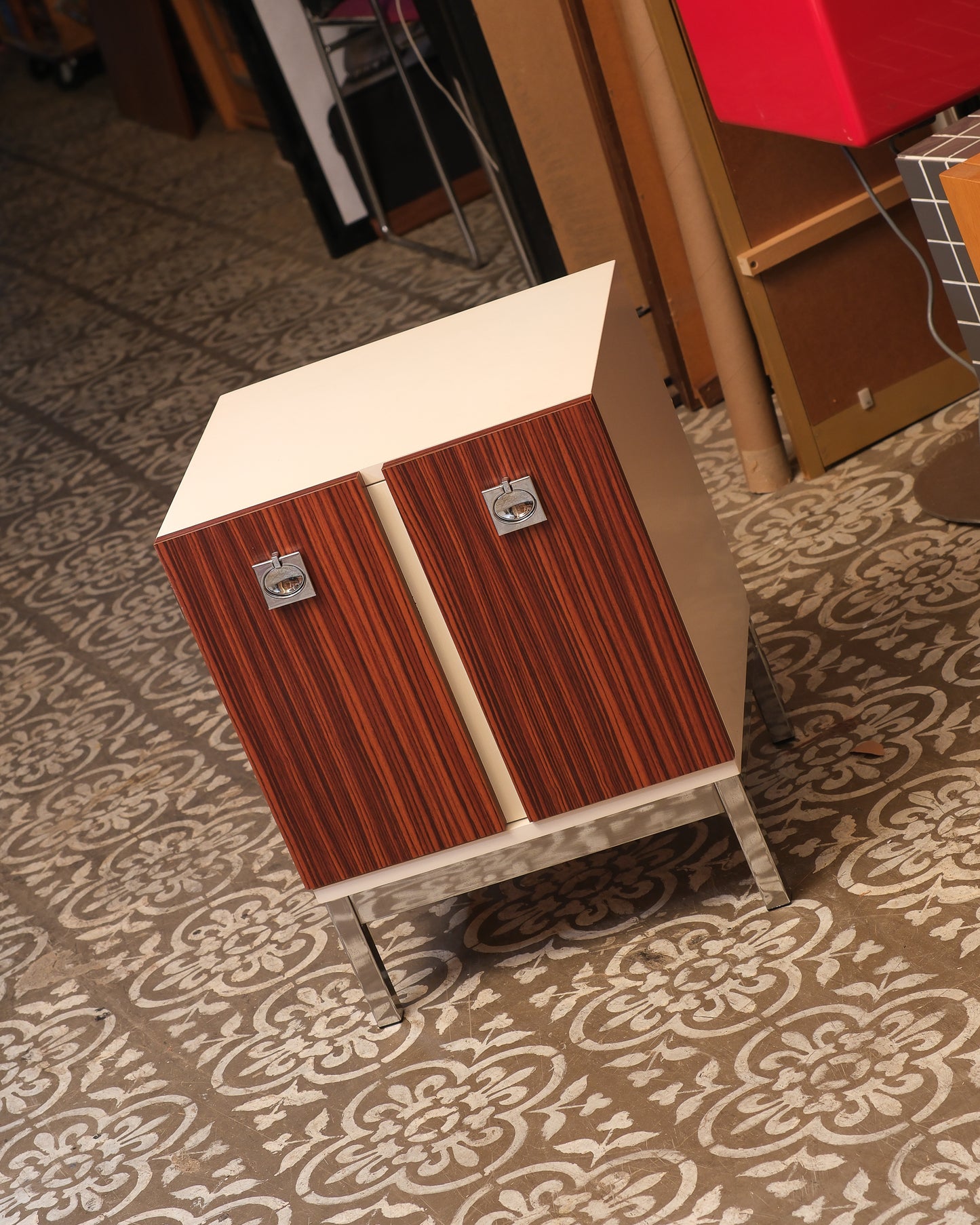 MCM Style Zebrawood Contemporary Nightstand