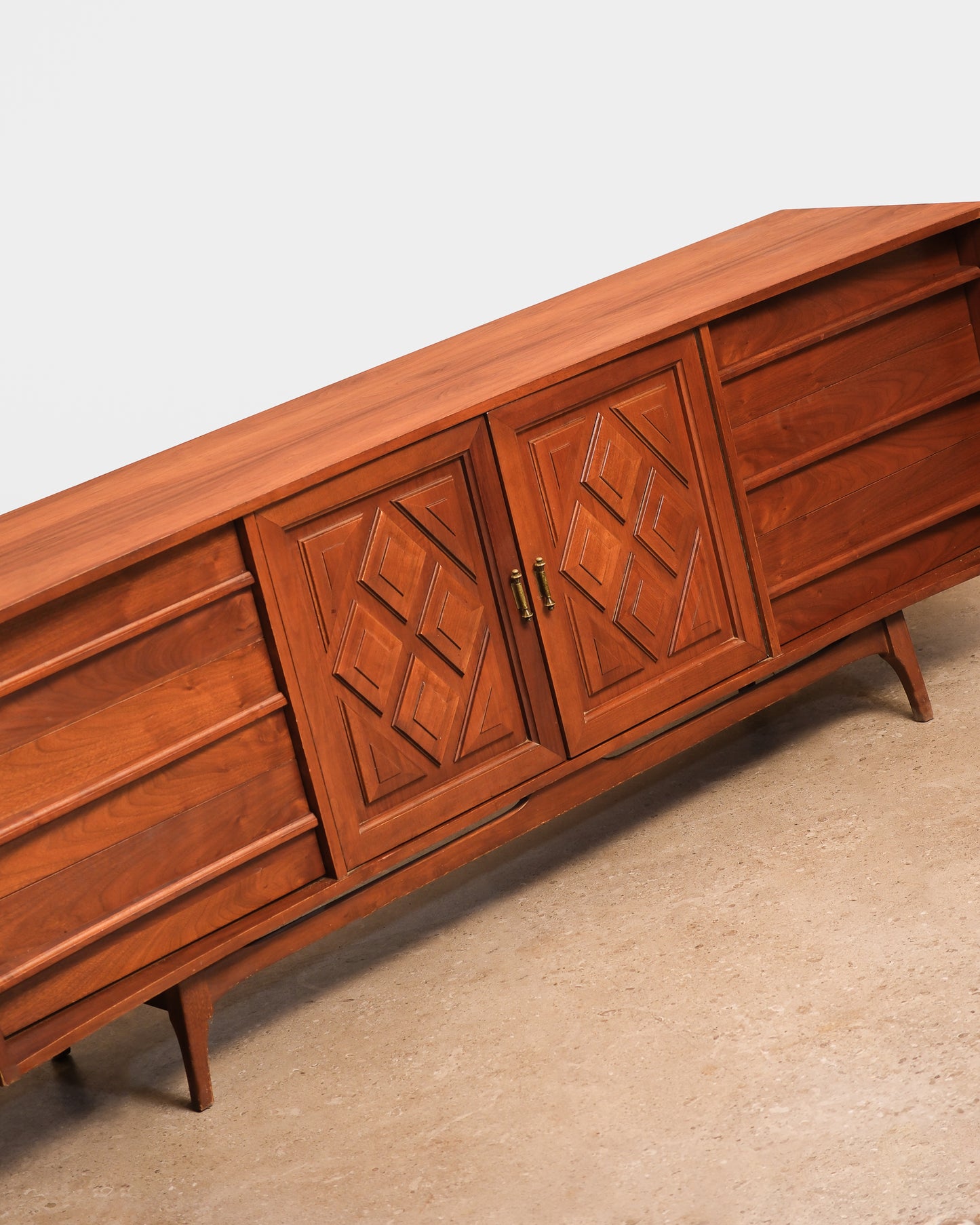 MCM Walnut Brutalist Credenza