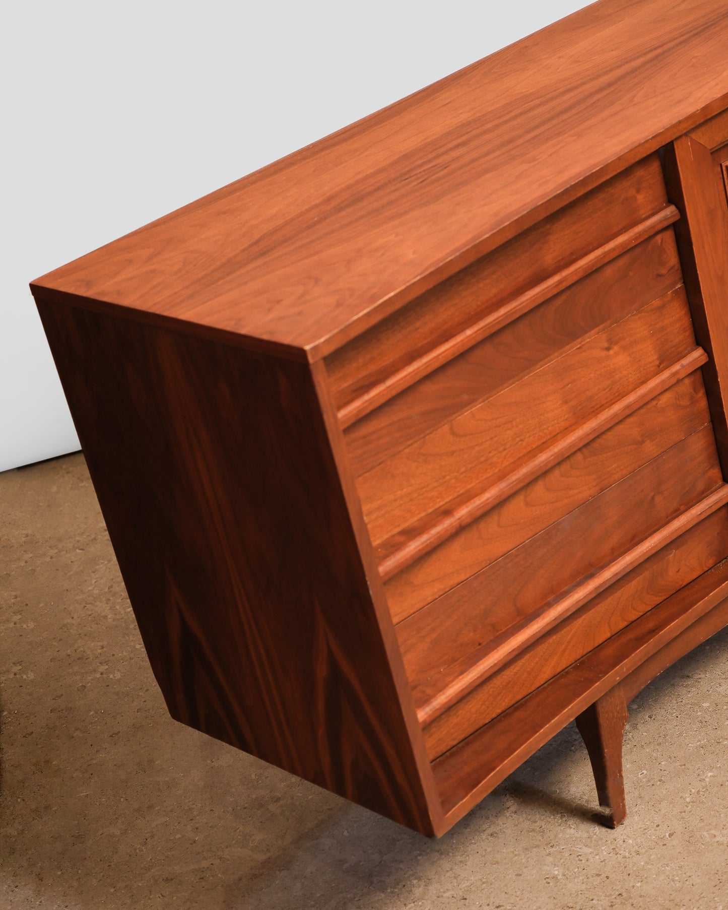 MCM Walnut Brutalist Credenza