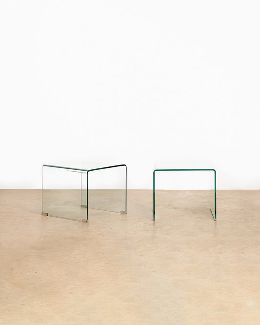 Glass Waterfall Coffee Table / Side Table Set