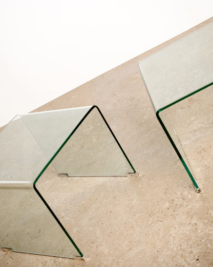 Glass Waterfall Coffee Table / Side Table Set