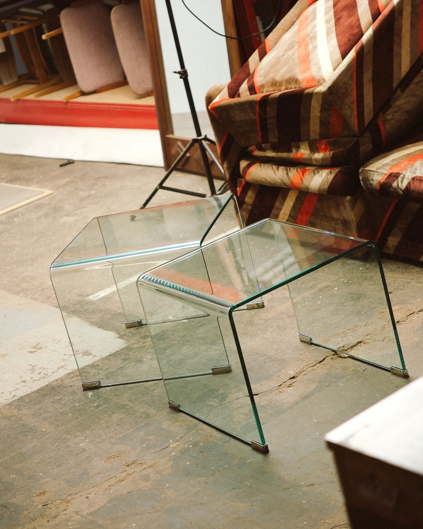 Glass Waterfall Coffee Table / Side Table Set