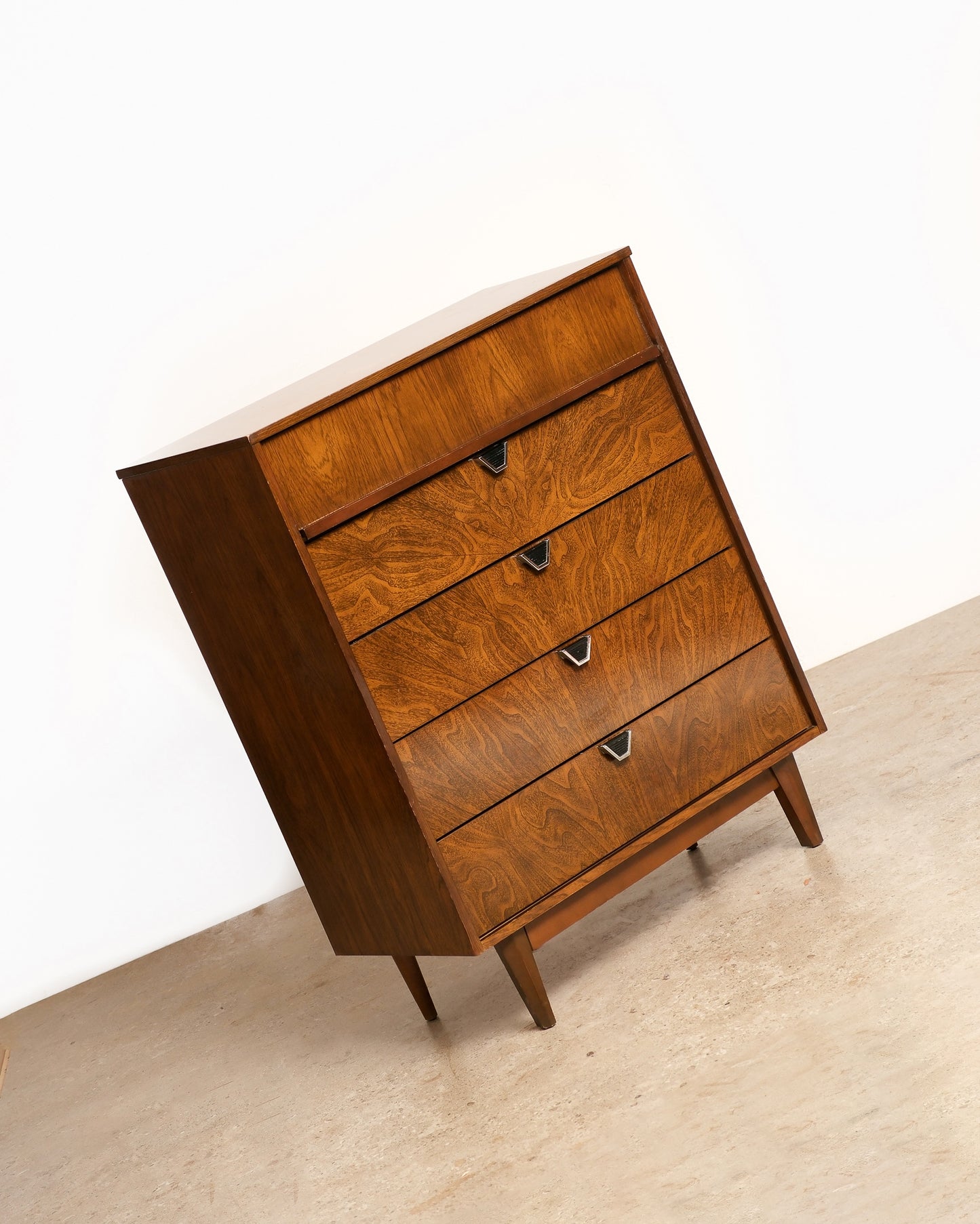 MCM Dark Walnut Tallboy Dresser By Viscol