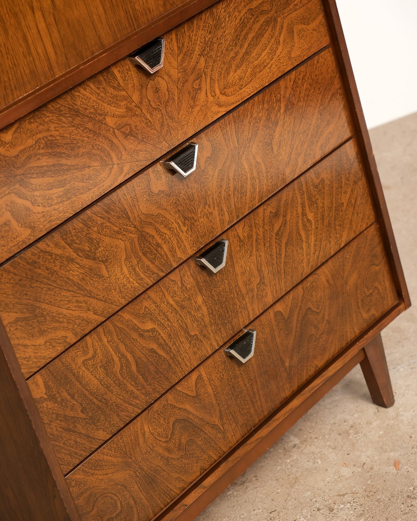 MCM Dark Walnut Tallboy Dresser By Viscol