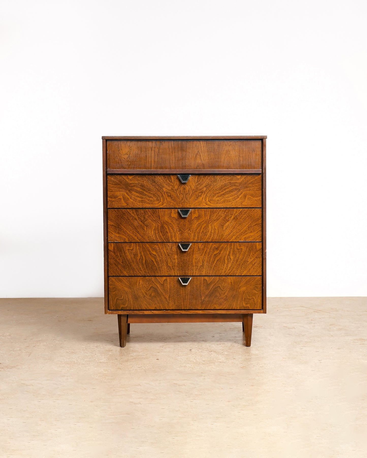 MCM Dark Walnut Tallboy Dresser By Viscol