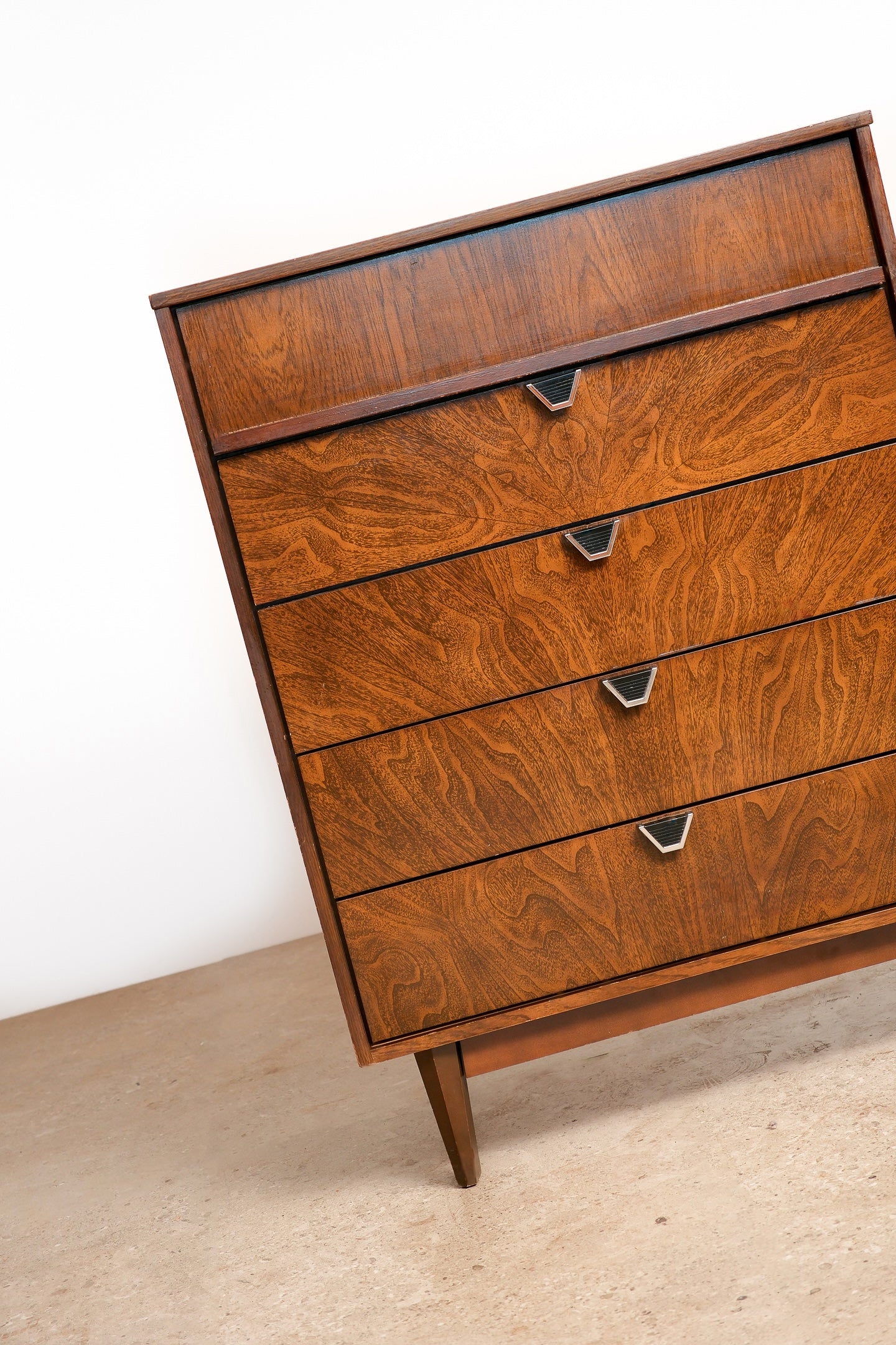 MCM Dark Walnut Tallboy Dresser By Viscol
