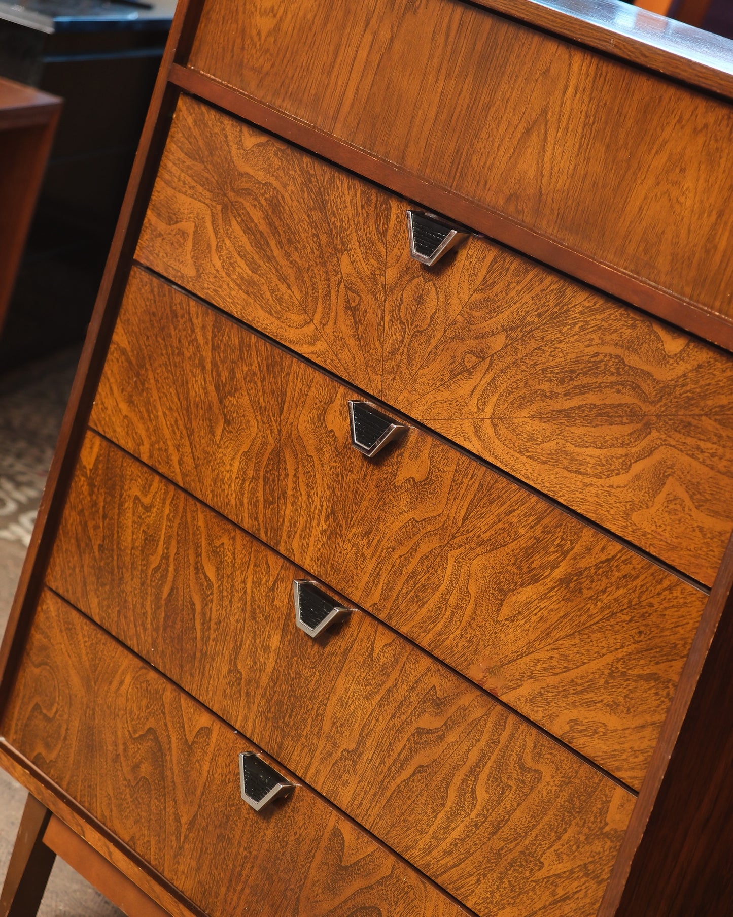 MCM Dark Walnut Tallboy Dresser By Viscol