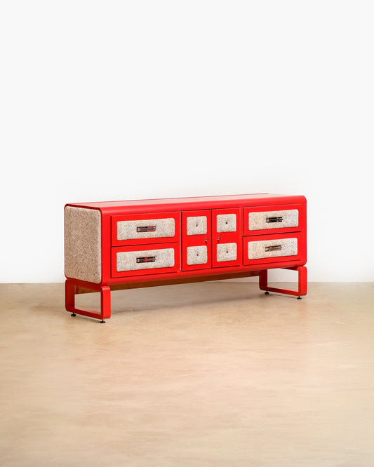 MCM Red Dresser / Credenza By Princeville