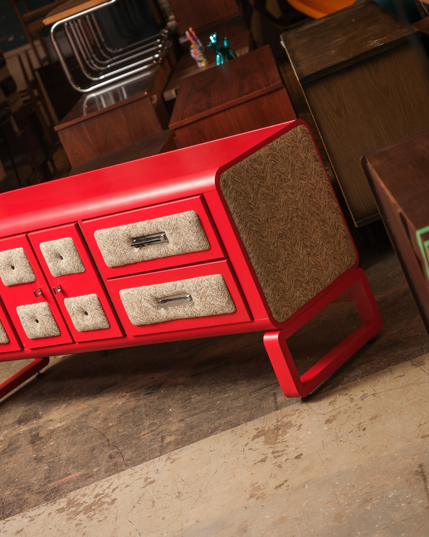 MCM Red Dresser / Credenza By Princeville