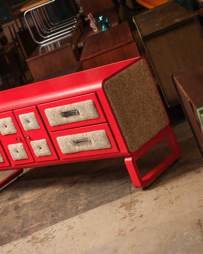 MCM Red Dresser / Credenza By Princeville