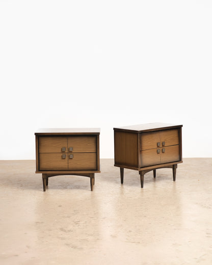 MCM Walnut Contemporary Nightstand Set