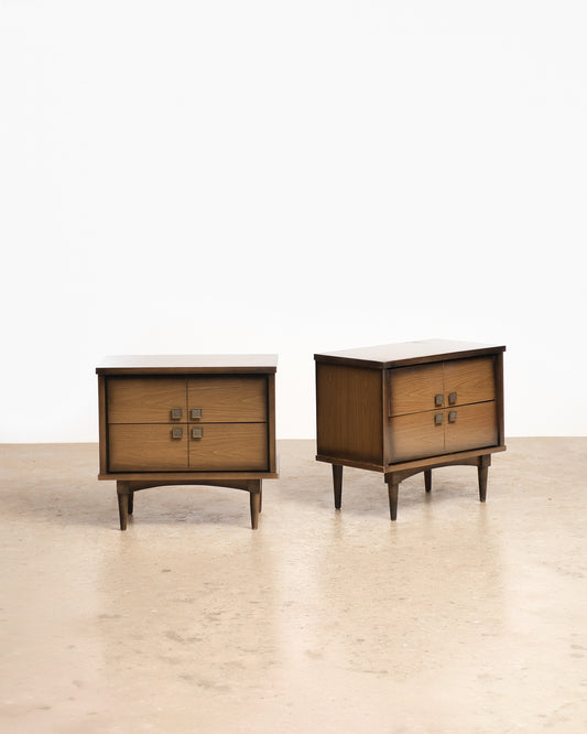 MCM Walnut Contemporary Nightstand Set