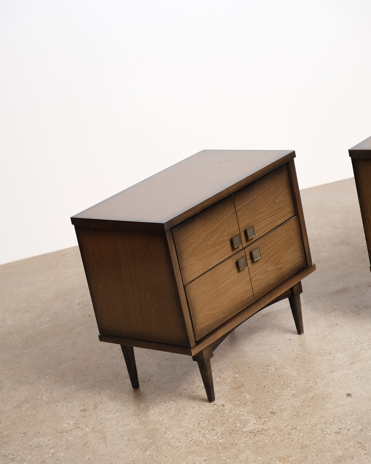 MCM Walnut Contemporary Nightstand Set