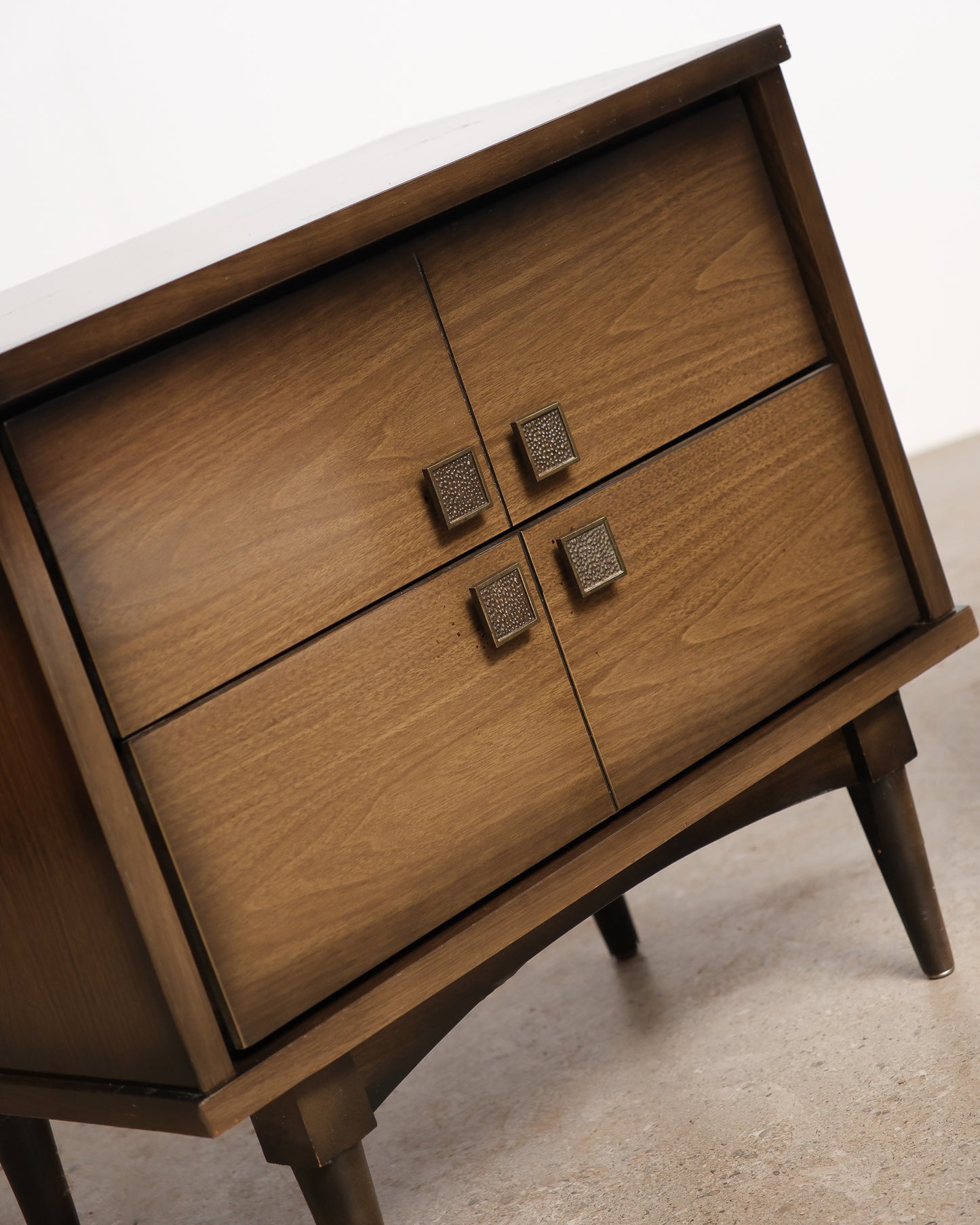 MCM Walnut Contemporary Nightstand Set