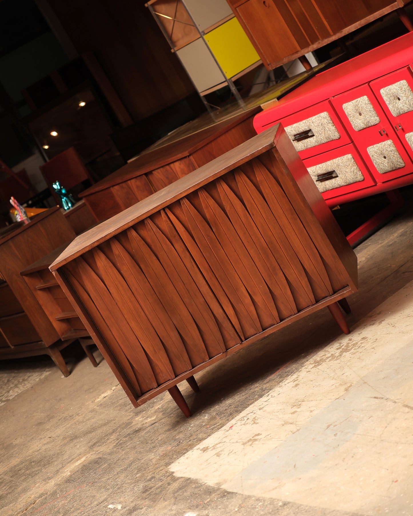 MCM Brutalist Dark Walnut Dresser