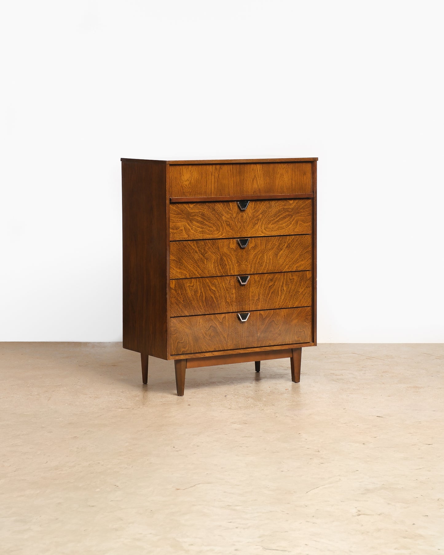 MCM Dark Walnut Tallboy Dresser By Viscol