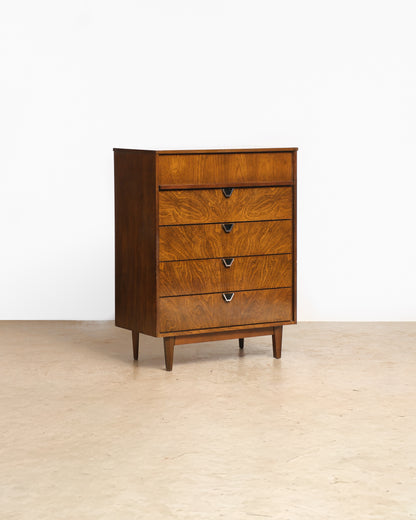MCM Dark Walnut Tallboy Dresser By Viscol