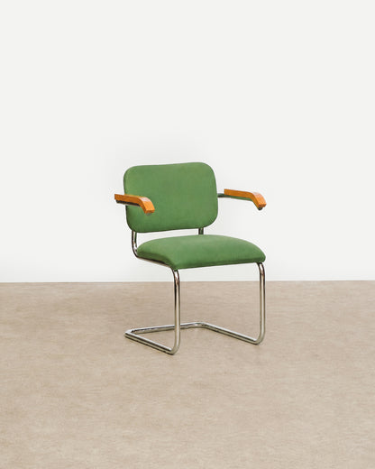 Additional view of the Cesca-style chair highlighting the seat and chrome base construction.
