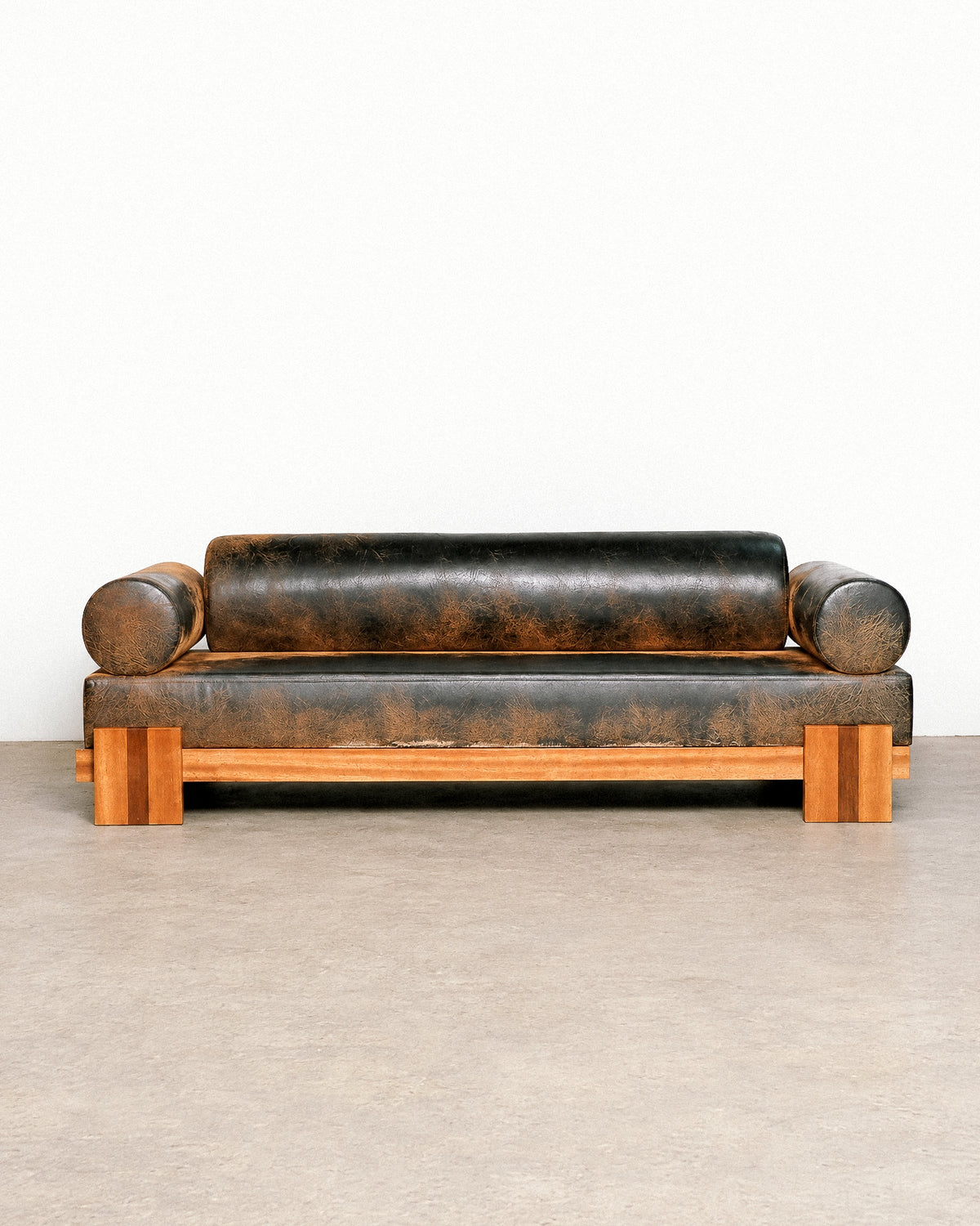 Distressed Dark Leather Sofa 96”