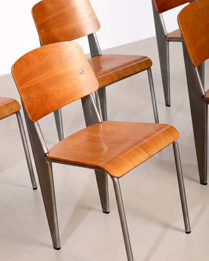MCM Bentwood Jean Prouvé Style Chair with Brushed Aluminum Frame
