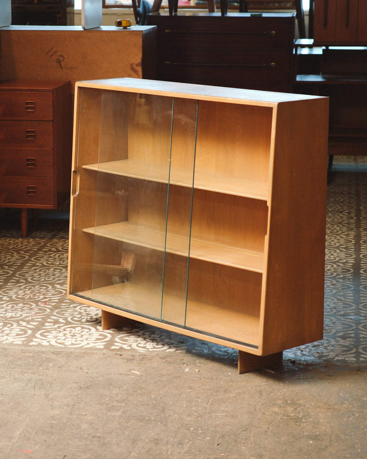 MCM Birch Glass Cabinet by Jan Kuypers for Imperial Furniture