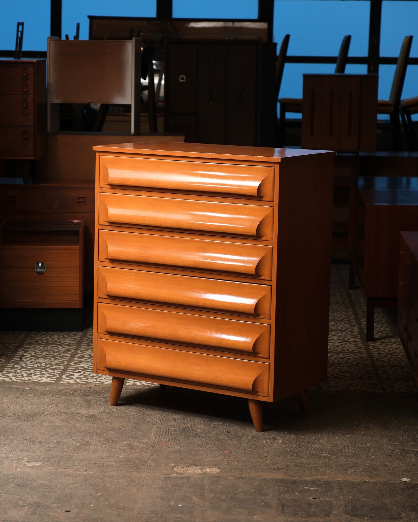 MCM Birch Tallboy Dresser (1958)