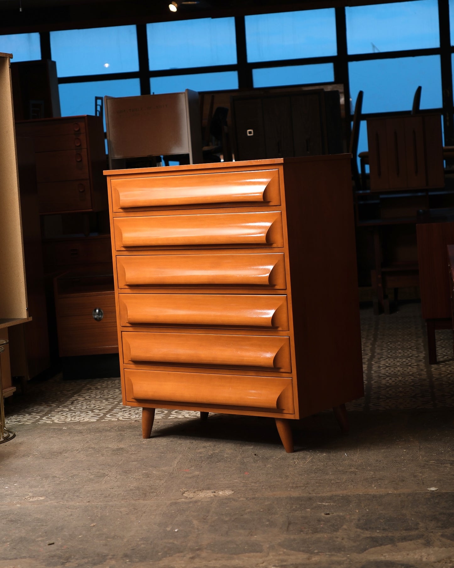 MCM Birch Tallboy Dresser (1958)