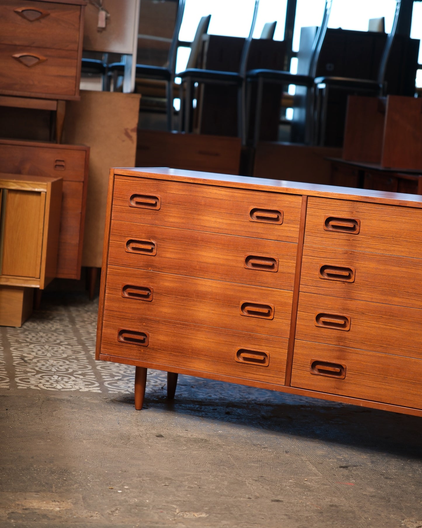 MCM Danish Teak 12-Drawer Dresser by Dyrlund