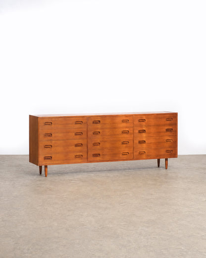 MCM Danish Teak 12-Drawer Dresser by Dyrlund