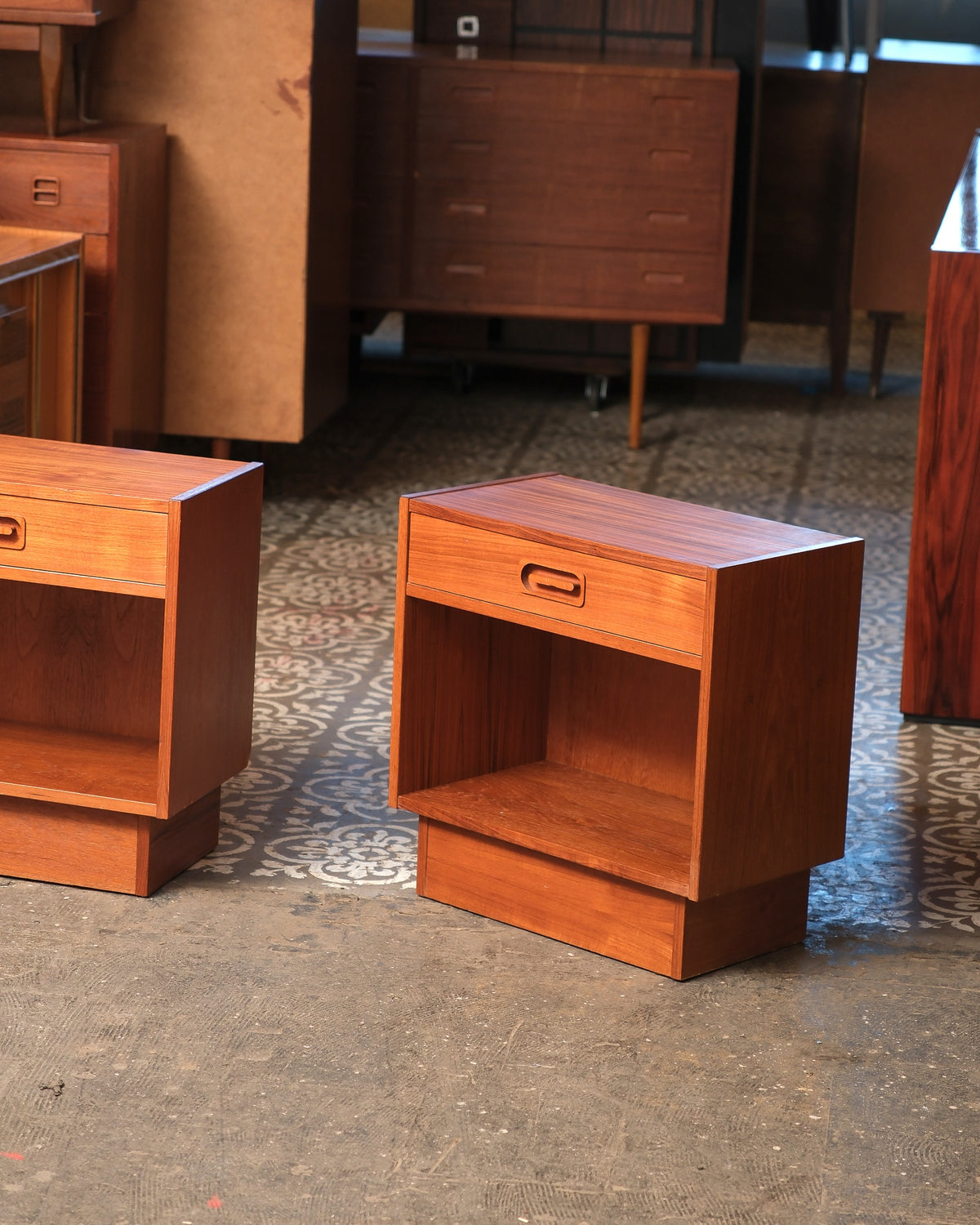 Mid-Century Modern Danish Teak Nightstand Set by Dyrlund