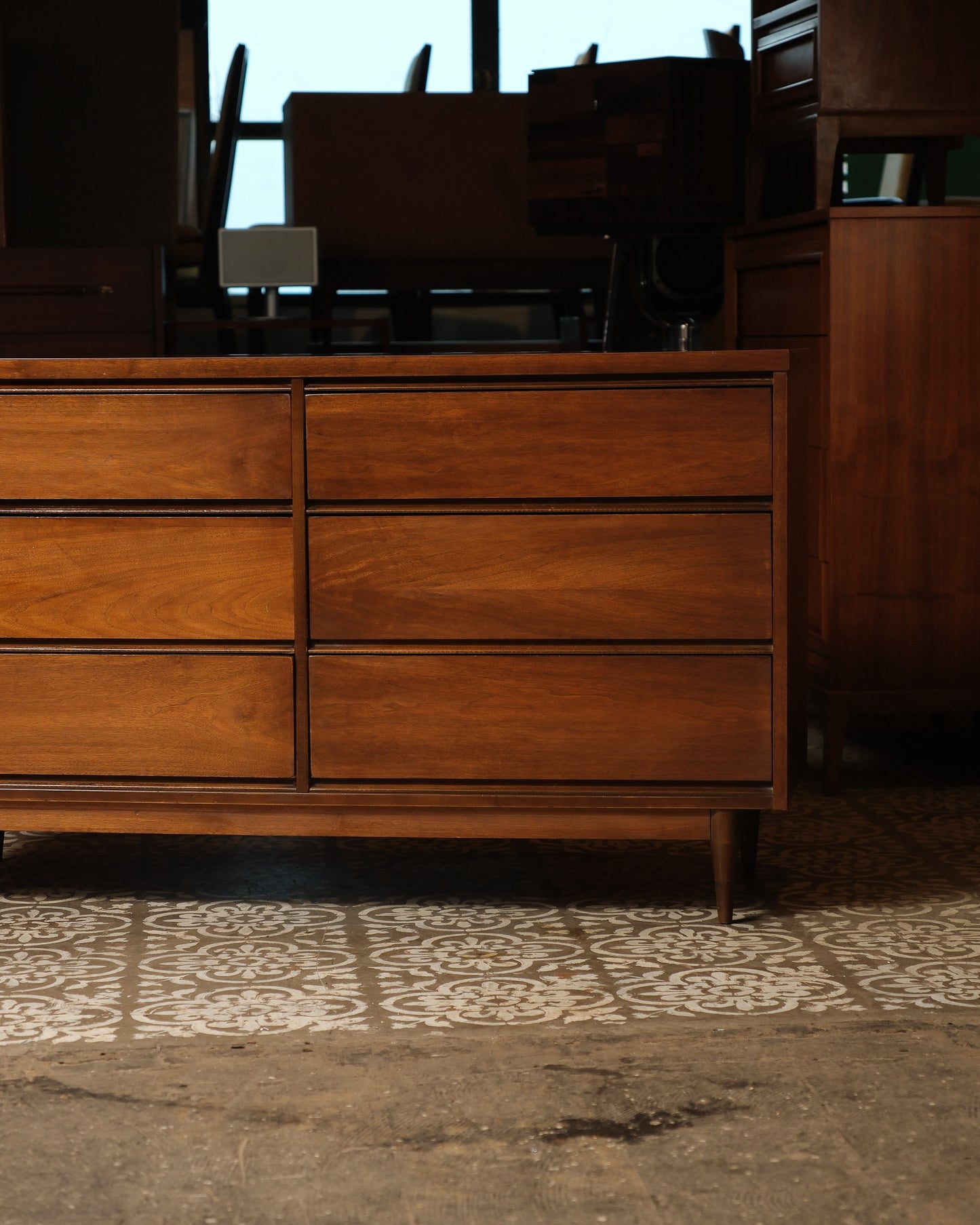MCM Dark Walnut 6-Drawer Dresser