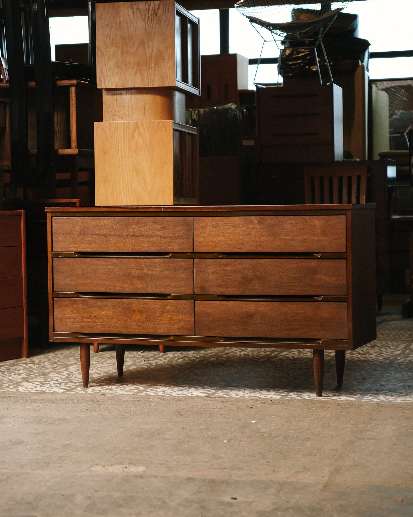 MCM Dark Walnut 6-Drawer Dresser