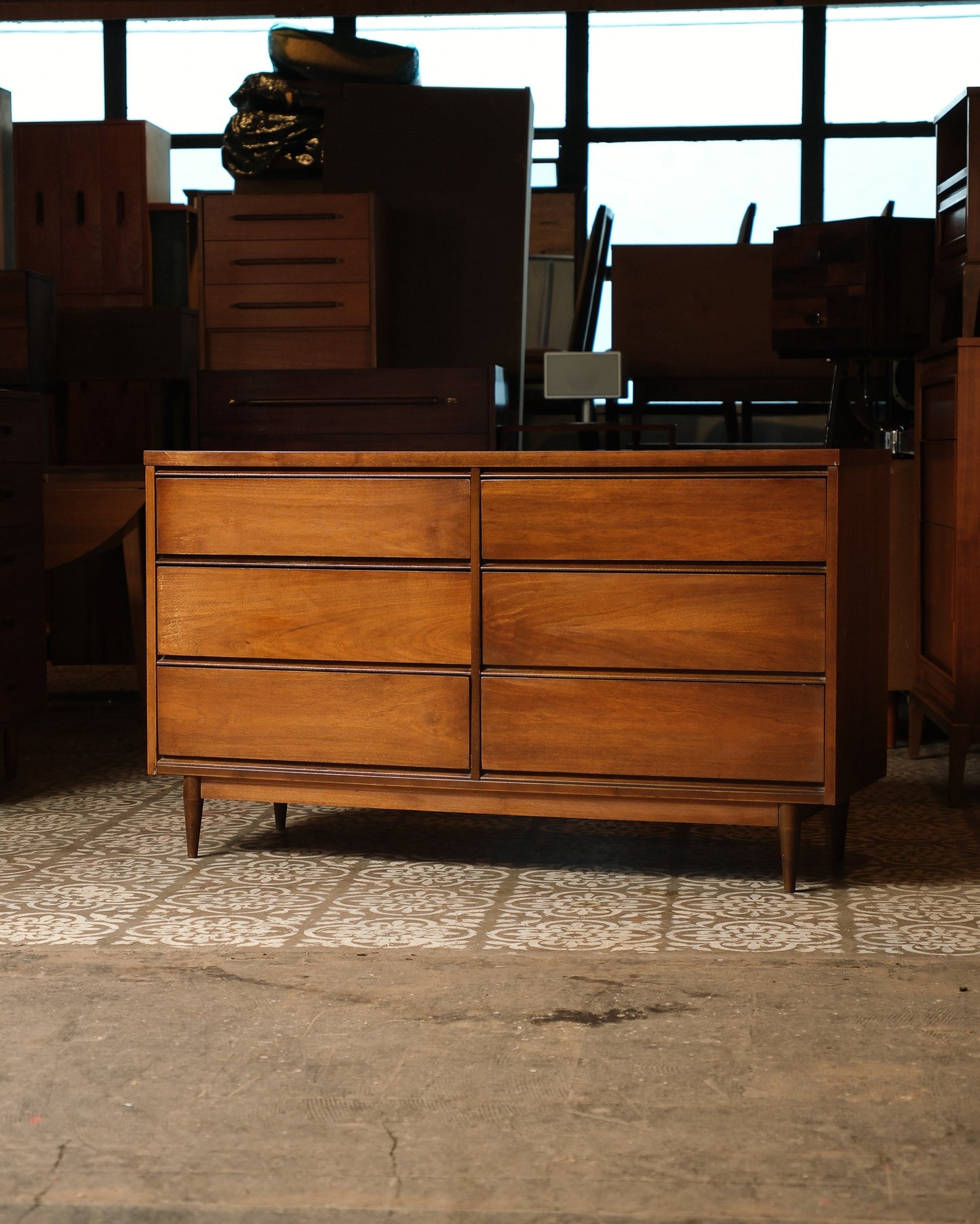MCM Dark Walnut 6-Drawer Dresser