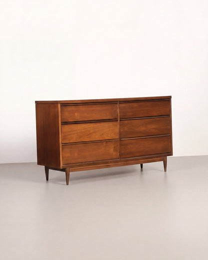 MCM Dark Walnut 6-Drawer Dresser