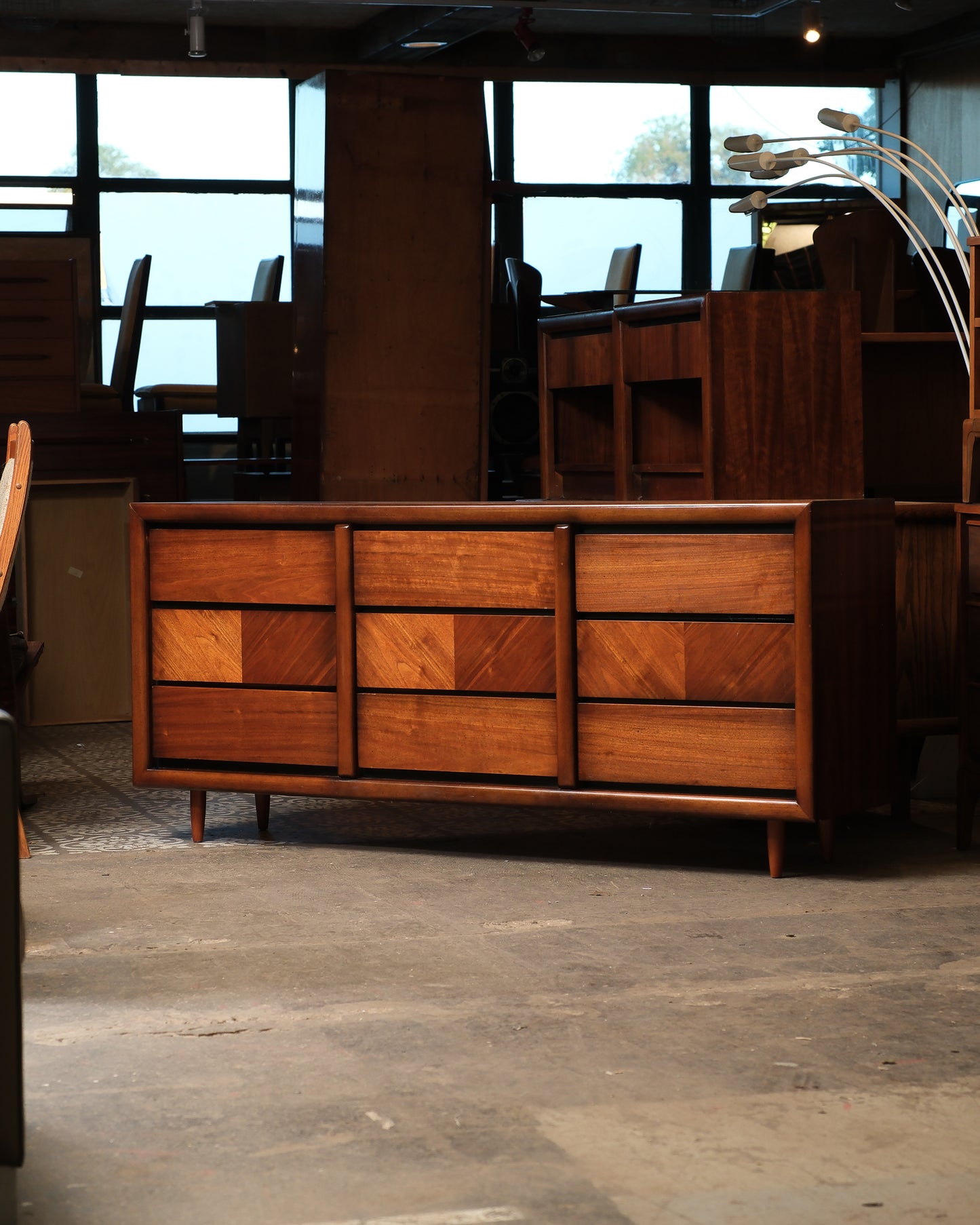 MCM Dark Walnut 9-Drawer Dresser / Credenza by Lane Furniture