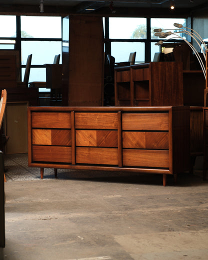 MCM Dark Walnut 9-Drawer Dresser / Credenza by Lane Furniture