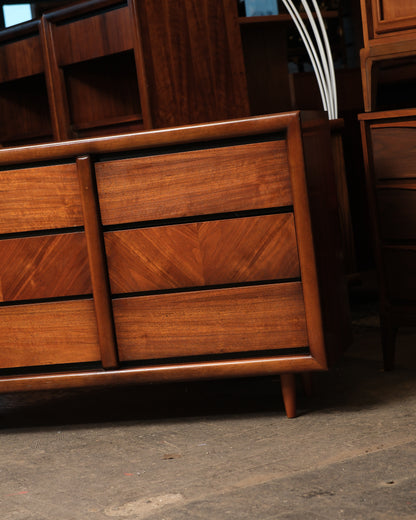 MCM Dark Walnut 9-Drawer Dresser / Credenza by Lane Furniture