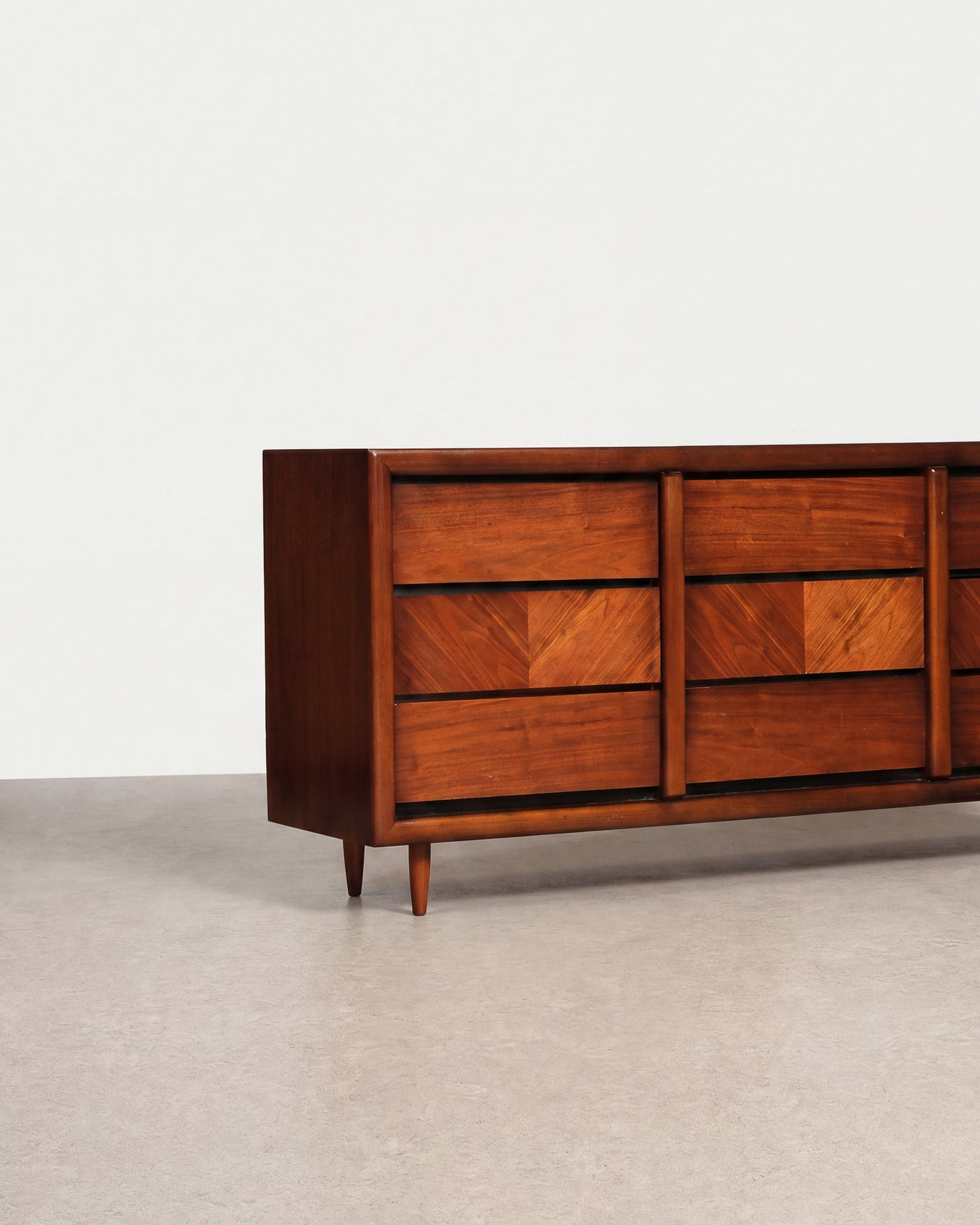 MCM Dark Walnut 9-Drawer Dresser / Credenza by Lane Furniture