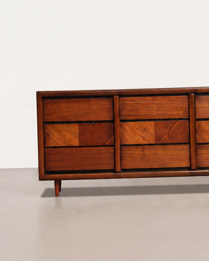 MCM Dark Walnut 9-Drawer Dresser / Credenza by Lane Furniture