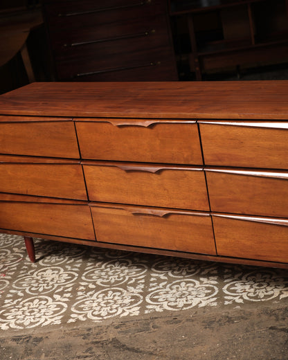 MCM Dark Walnut 9-Drawer Dresser by Vic Art (1967)